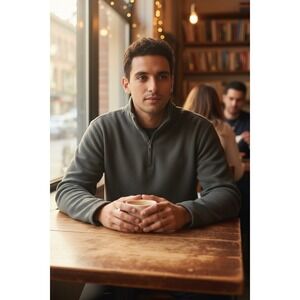 Banana Republic Mens Grey 1/4 Zip Ultra Warm Fleece Pullover Sweater Size Small